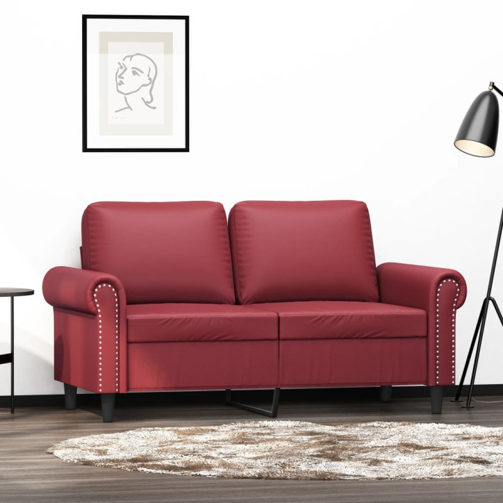 Dvivietė sofa, raudonojo vyno spalvos, 120cm, dirbtinė oda