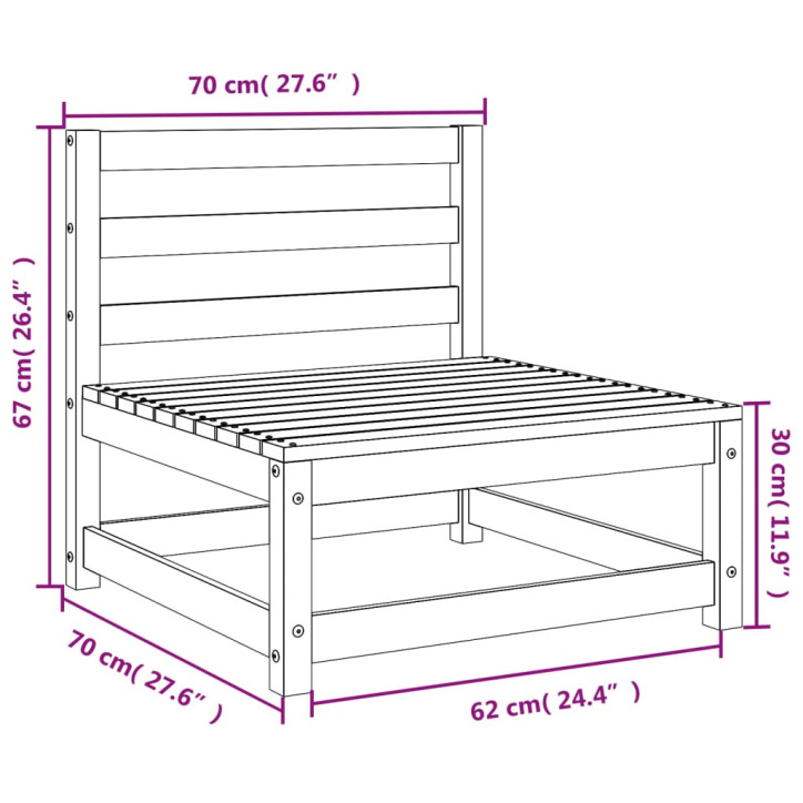 Sodo sofos dalis, 70x70x67cm, impregnuota pušis, be porankių