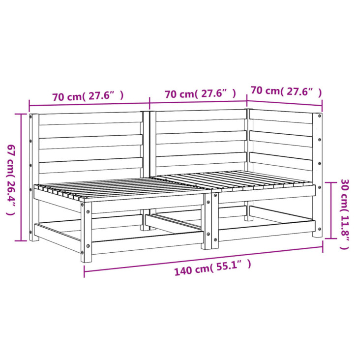 Dvivietė sodo sofa, impregnuota pušies mediena