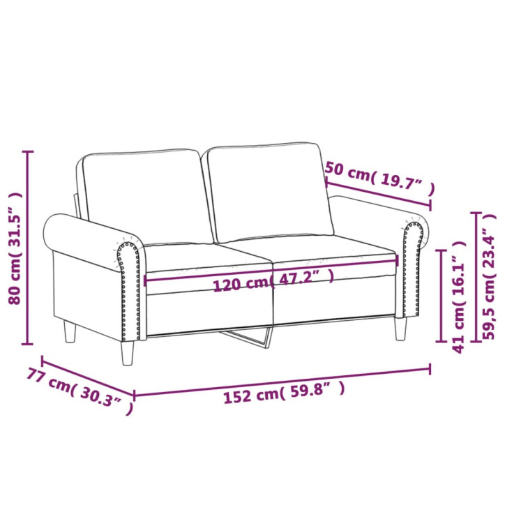 Dvivietė sofa, pilkos spalvos, 120cm, dirbtinė oda