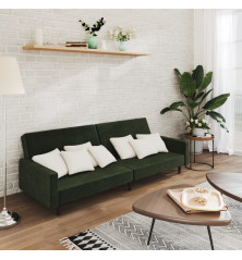 Dvivietė sofa-lova, tamsiai žalios spalvos, aksomas