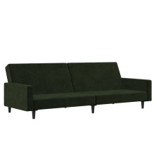 Dvivietė sofa-lova, tamsiai žalios spalvos, aksomas