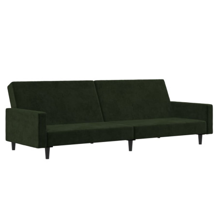 Dvivietė sofa-lova, tamsiai žalios spalvos, aksomas