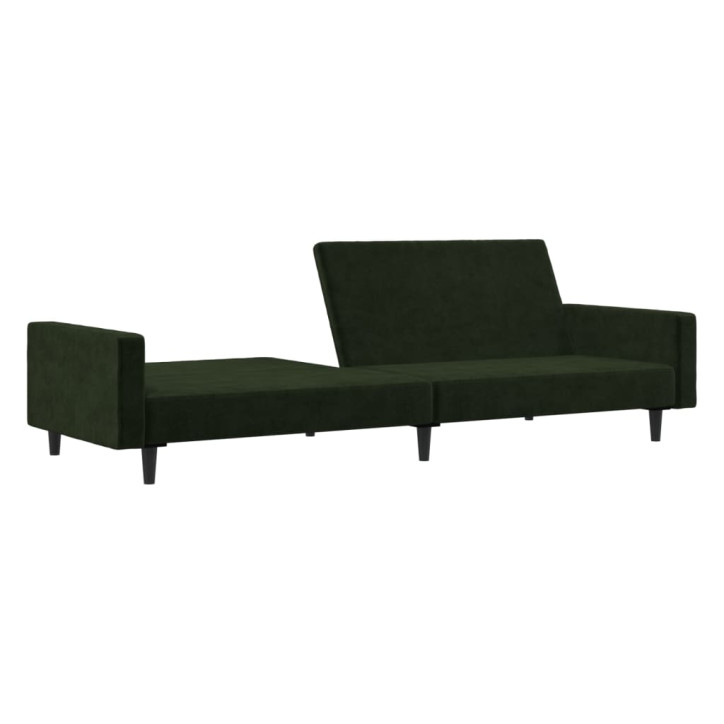 Dvivietė sofa-lova, tamsiai žalios spalvos, aksomas