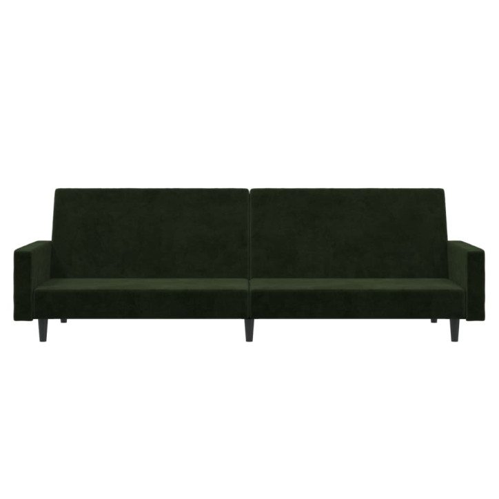 Dvivietė sofa-lova, tamsiai žalios spalvos, aksomas