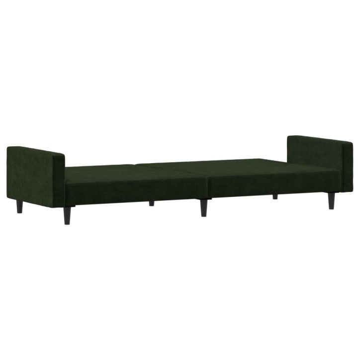 Dvivietė sofa-lova, tamsiai žalios spalvos, aksomas