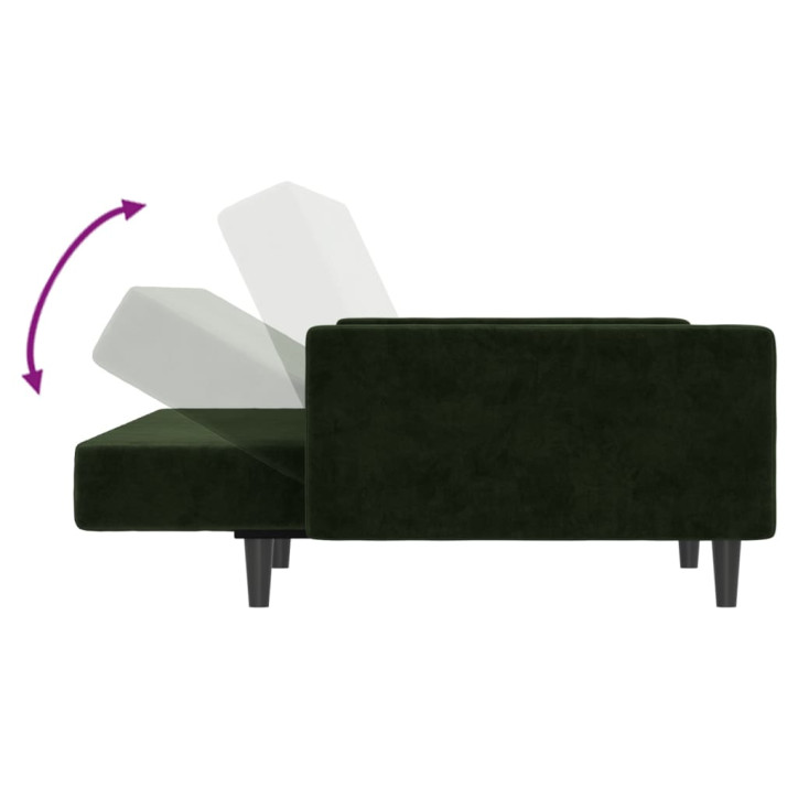 Dvivietė sofa-lova, tamsiai žalios spalvos, aksomas