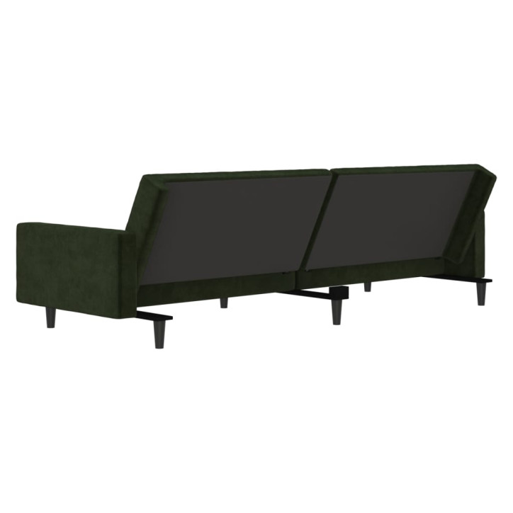 Dvivietė sofa-lova, tamsiai žalios spalvos, aksomas