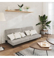 Dvivietė sofa-lova, šviesiai pilkos spalvos, aksomas