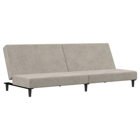 Dvivietė sofa-lova, šviesiai pilkos spalvos, aksomas