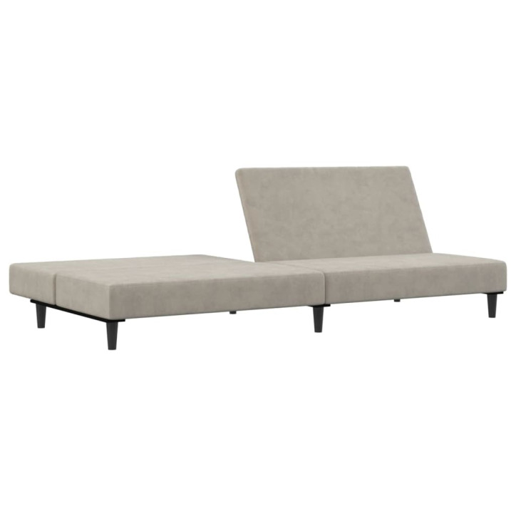 Dvivietė sofa-lova, šviesiai pilkos spalvos, aksomas