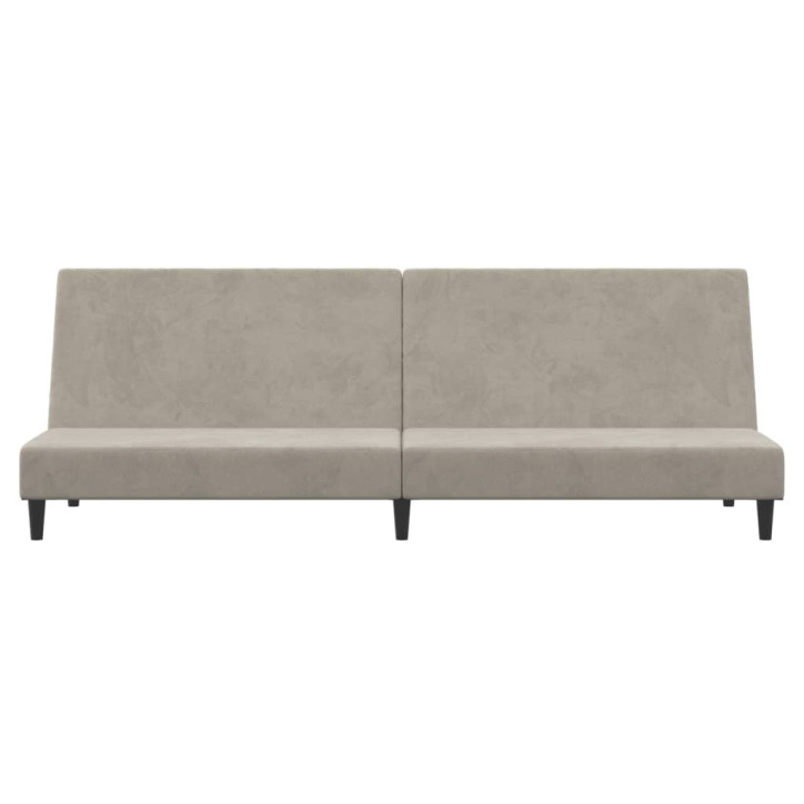 Dvivietė sofa-lova, šviesiai pilkos spalvos, aksomas