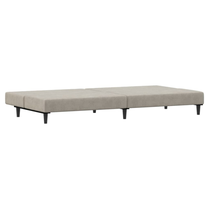 Dvivietė sofa-lova, šviesiai pilkos spalvos, aksomas