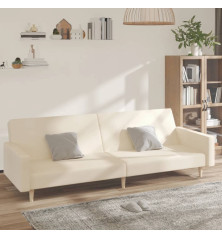 Dvivietė sofa-lova, kreminės spalvos, audinys