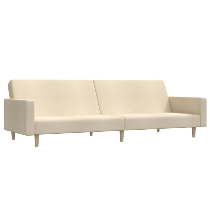 Dvivietė sofa-lova, kreminės spalvos, audinys