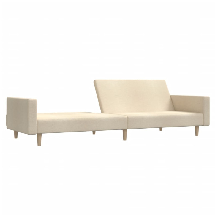 Dvivietė sofa-lova, kreminės spalvos, audinys