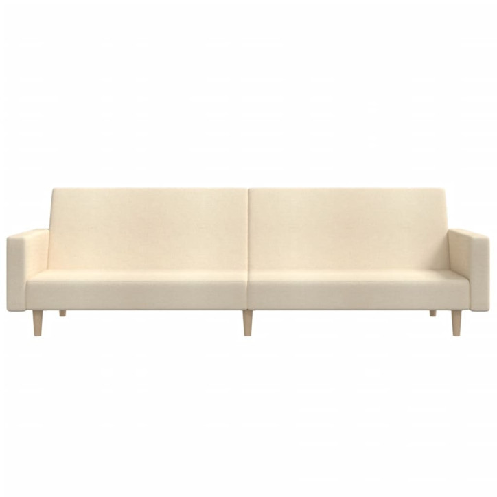 Dvivietė sofa-lova, kreminės spalvos, audinys