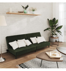 Dvivietė sofa-lova, tamsiai žalios spalvos, aksomas