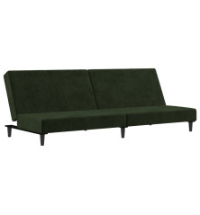 Dvivietė sofa-lova, tamsiai žalios spalvos, aksomas