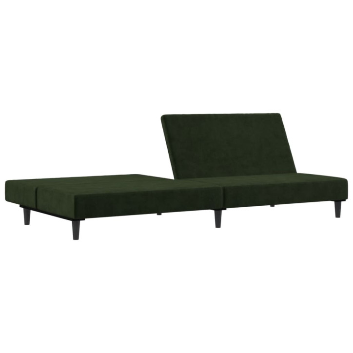 Dvivietė sofa-lova, tamsiai žalios spalvos, aksomas