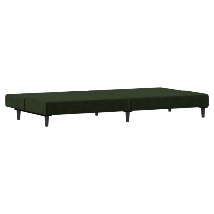 Dvivietė sofa-lova, tamsiai žalios spalvos, aksomas