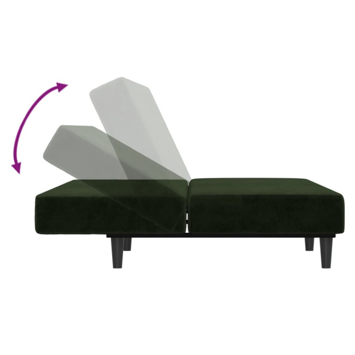 Dvivietė sofa-lova, tamsiai žalios spalvos, aksomas