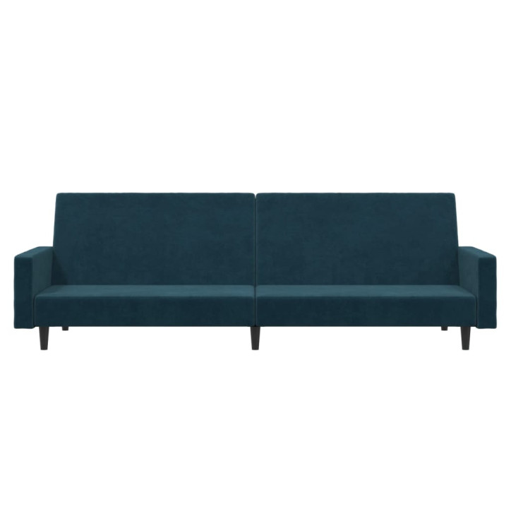 Dvivietė sofa-lova, mėlynos spalvos, aksomas