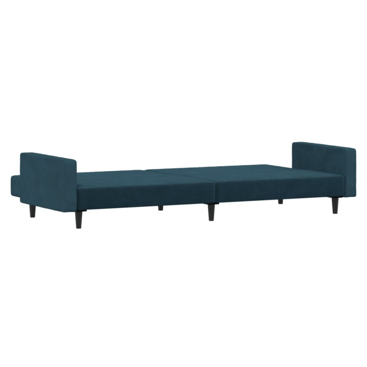 Dvivietė sofa-lova, mėlynos spalvos, aksomas