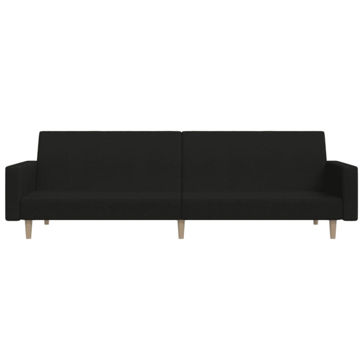 Dvivietė sofa-lova, juodos spalvos, audinys