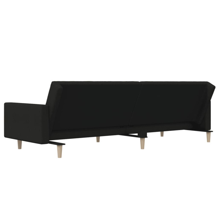 Dvivietė sofa-lova, juodos spalvos, audinys