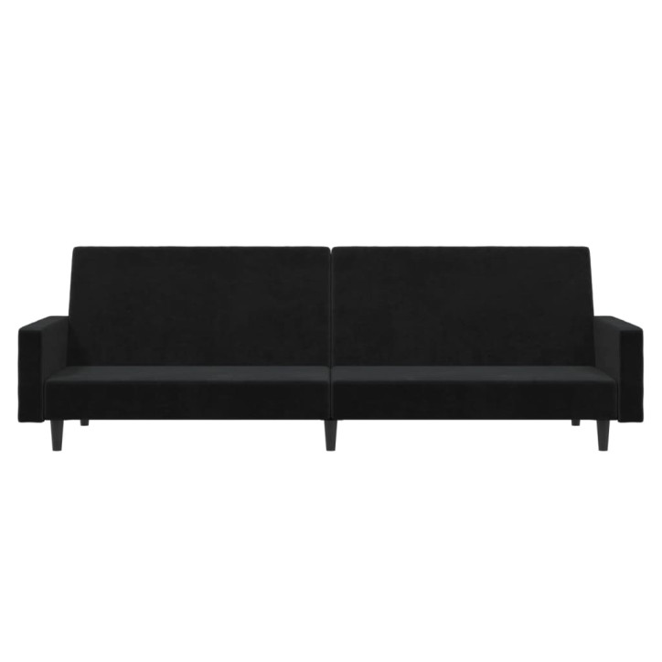 Dvivietė sofa-lova, juodos spalvos, aksomas