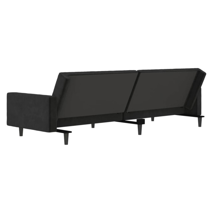 Dvivietė sofa-lova, juodos spalvos, aksomas