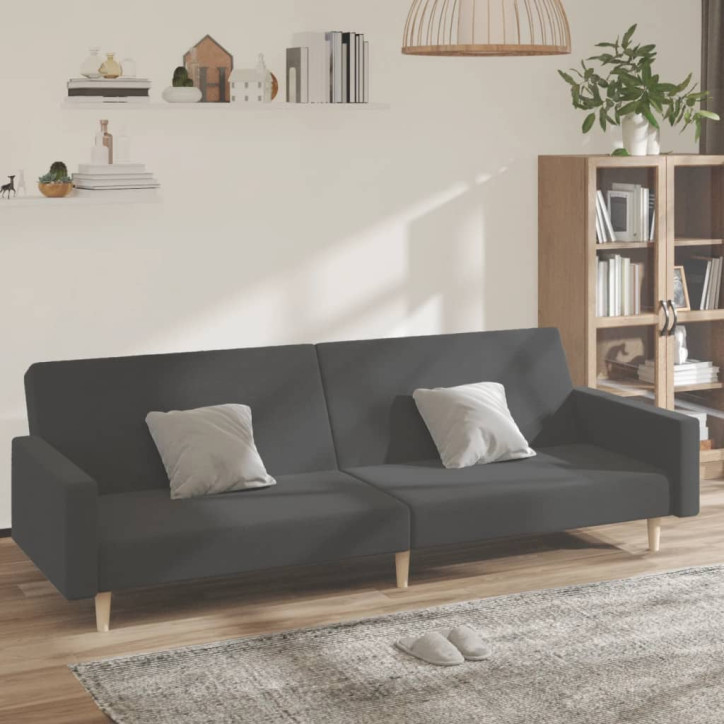 Dvivietė sofa-lova, tamsiai pilkos spalvos, audinys