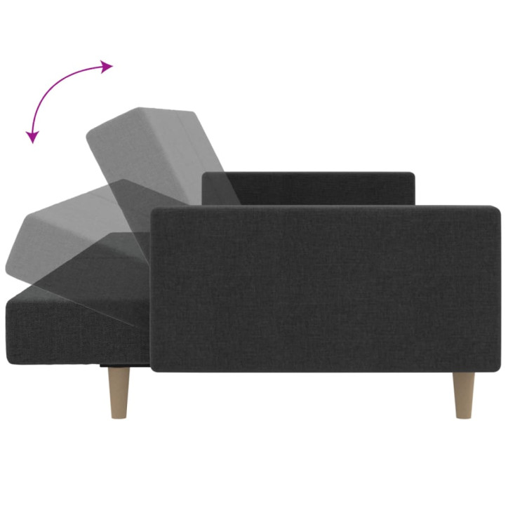 Dvivietė sofa-lova, tamsiai pilkos spalvos, audinys