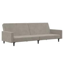 Dvivietė sofa-lova, šviesiai pilkos spalvos, aksomas