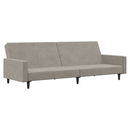 Dvivietė sofa-lova, šviesiai pilkos spalvos, aksomas