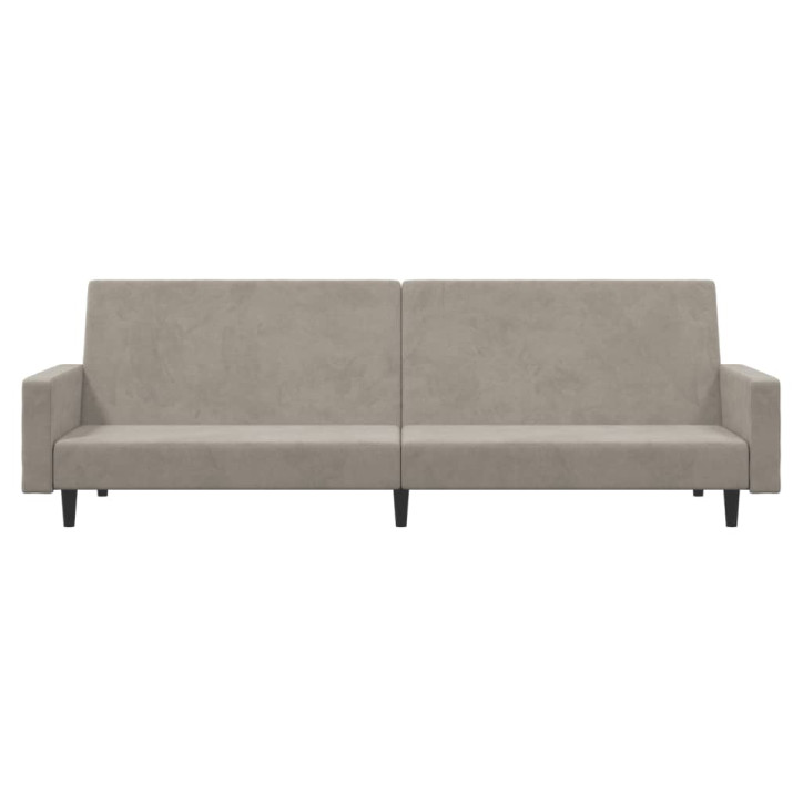 Dvivietė sofa-lova, šviesiai pilkos spalvos, aksomas