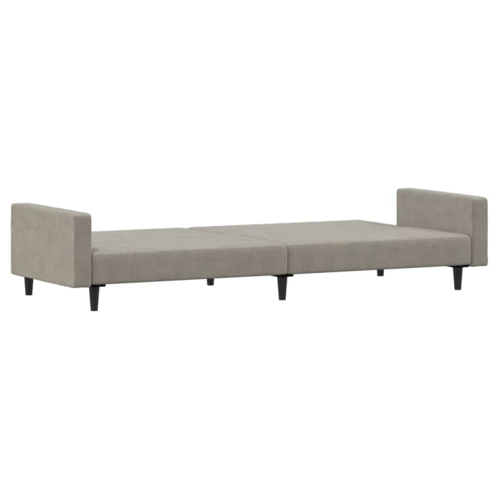 Dvivietė sofa-lova, šviesiai pilkos spalvos, aksomas