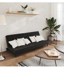 Dvivietė sofa-lova, juodos spalvos, aksomas