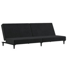 Dvivietė sofa-lova, juodos spalvos, aksomas