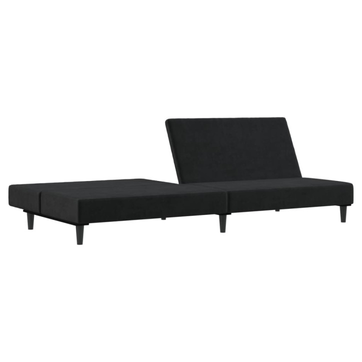 Dvivietė sofa-lova, juodos spalvos, aksomas