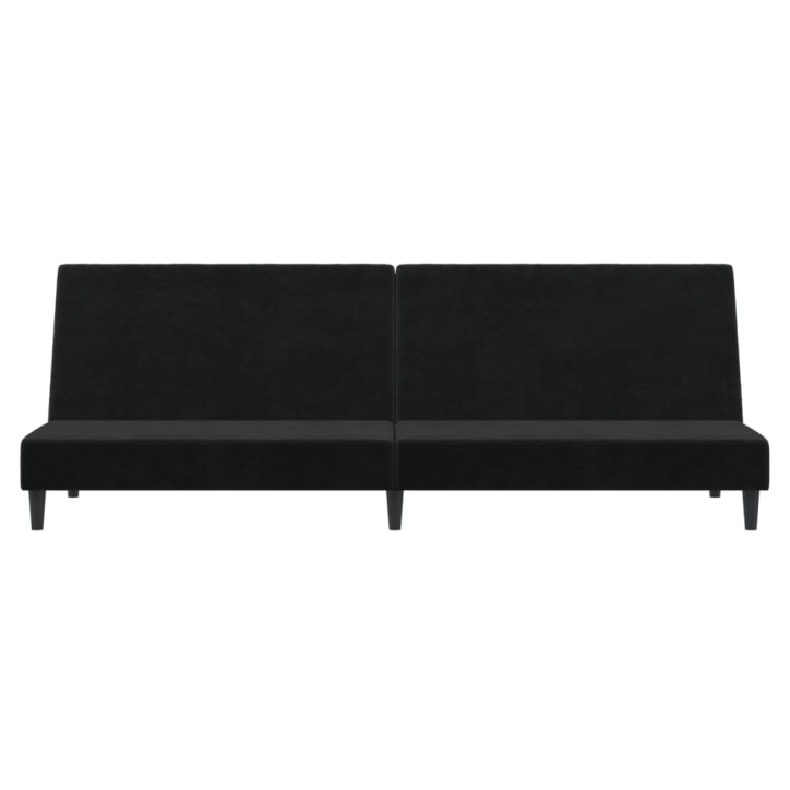 Dvivietė sofa-lova, juodos spalvos, aksomas