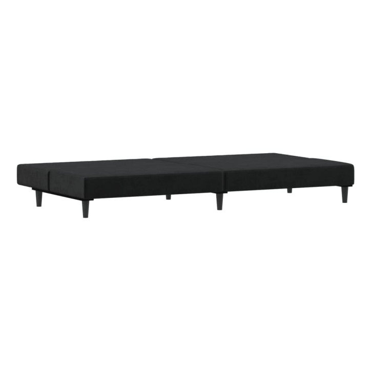 Dvivietė sofa-lova, juodos spalvos, aksomas