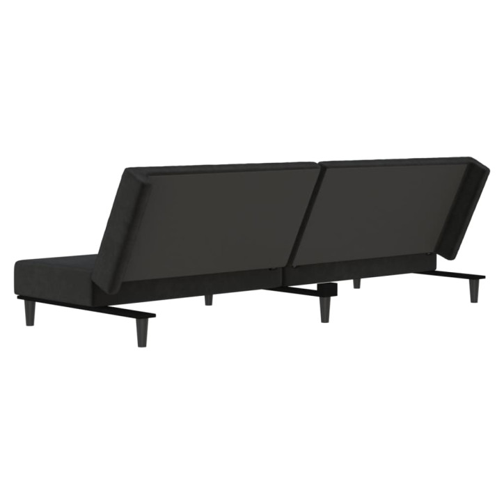 Dvivietė sofa-lova, juodos spalvos, aksomas