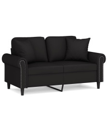 Dvivietė sofa su pagalvėlėmis, juodos spalvos, 120cm, aksomas