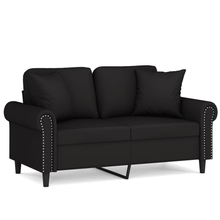 Dvivietė sofa su pagalvėlėmis, juodos spalvos, 120cm, aksomas