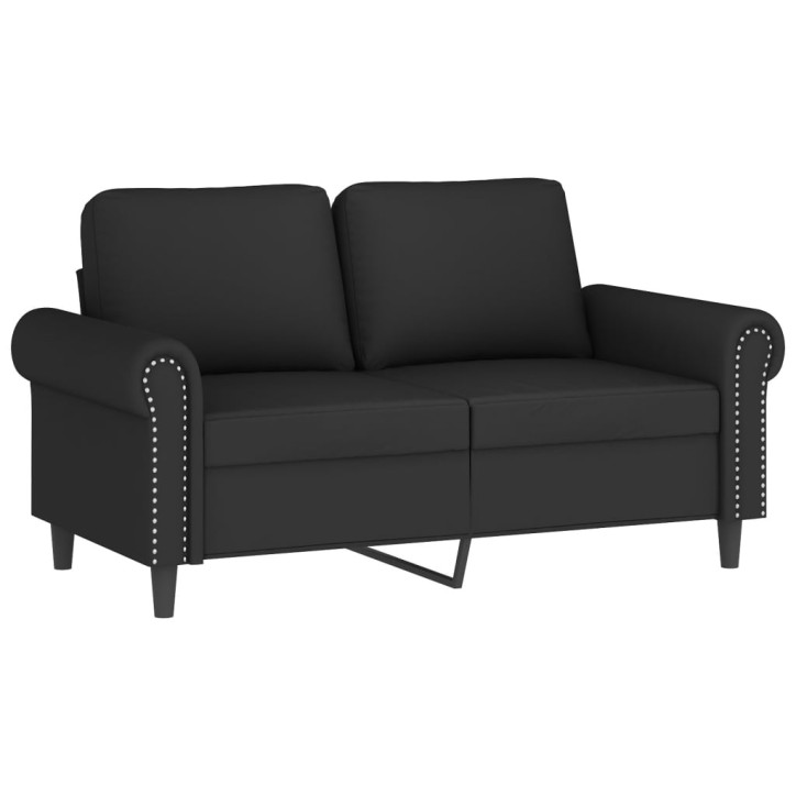 Dvivietė sofa su pagalvėlėmis, juodos spalvos, 120cm, aksomas