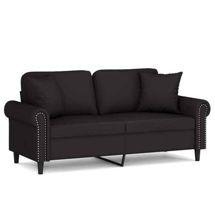 Dvivietė sofa su pagalvėlėmis, juodos spalvos, 140cm, aksomas