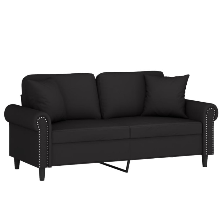 Dvivietė sofa su pagalvėlėmis, juodos spalvos, 140cm, aksomas