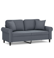 Dvivietė sofa su pagalvėlėmis, tamsiai pilka, 140cm, aksomas